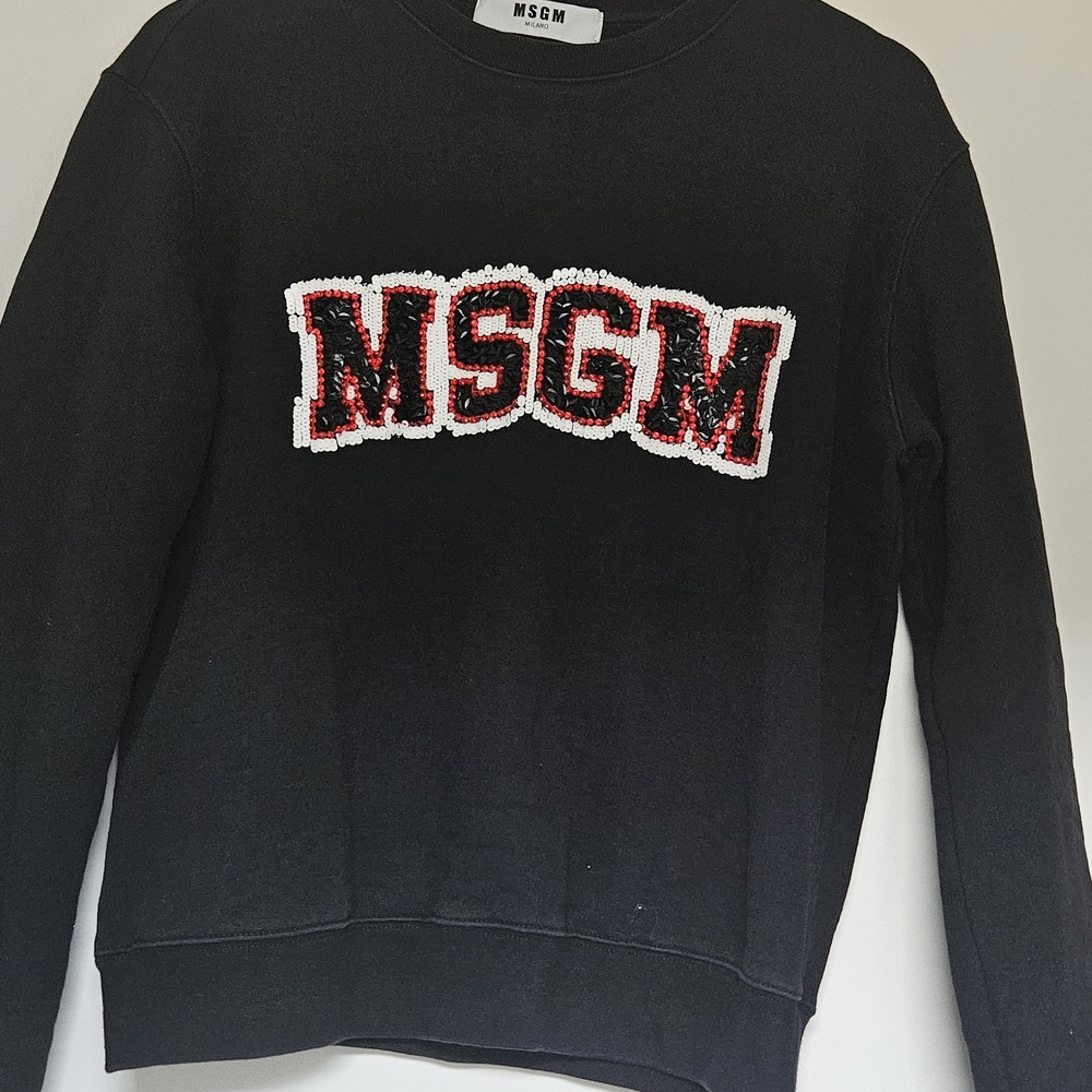 MSGM Black Sweatshirt with Red & White Sequins - Size S